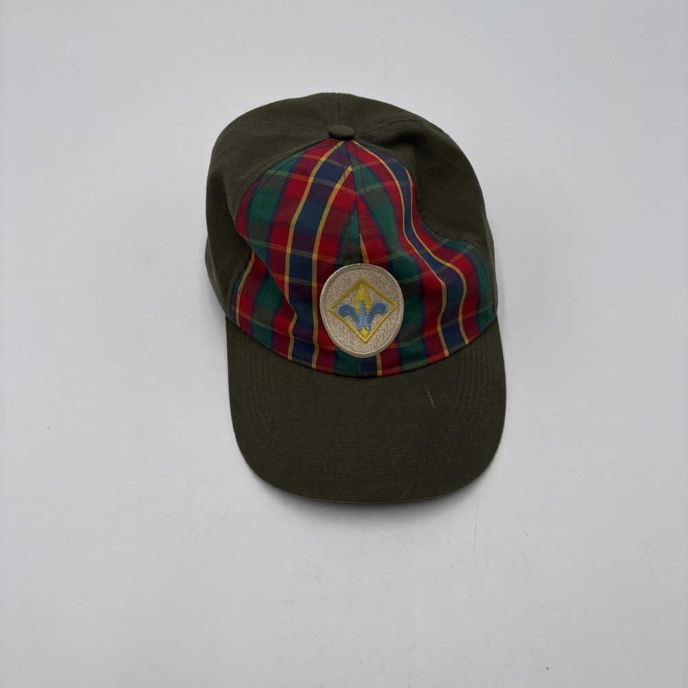 Boy Scouts Of America Baseball Cap Green Plaid 2011 Embroidered One Size Fit M/L